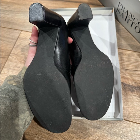 FRANCO SARTO Vintage Black Leather Block Heel Loafers | Size 6.5 - Picture 5 of 7